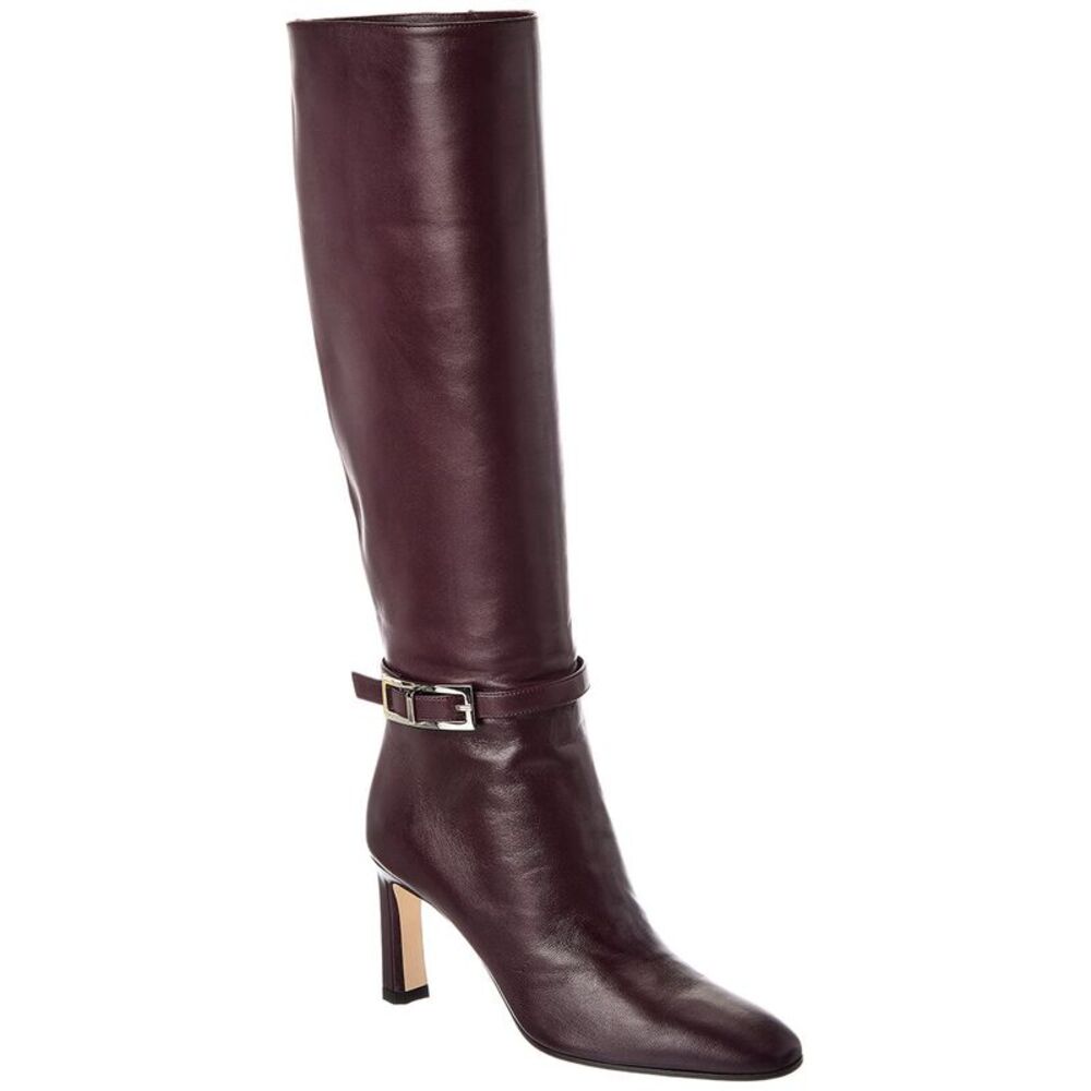 Sergio Rossi Nora 80 Leather Knee-High Boot, Red